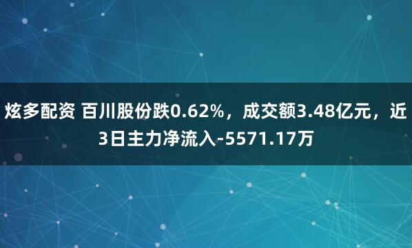 炫多配资 百川股份跌0.62%，成交额3.48亿元，近3日主力净流入-5571.17万
