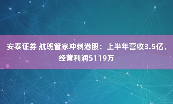 安泰证券 航班管家冲刺港股：上半年营收3.5亿，经营利润5119万