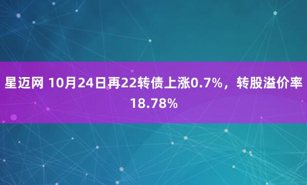 星迈网 10月24日再22转债上涨0.7%，转股溢价率18.78%